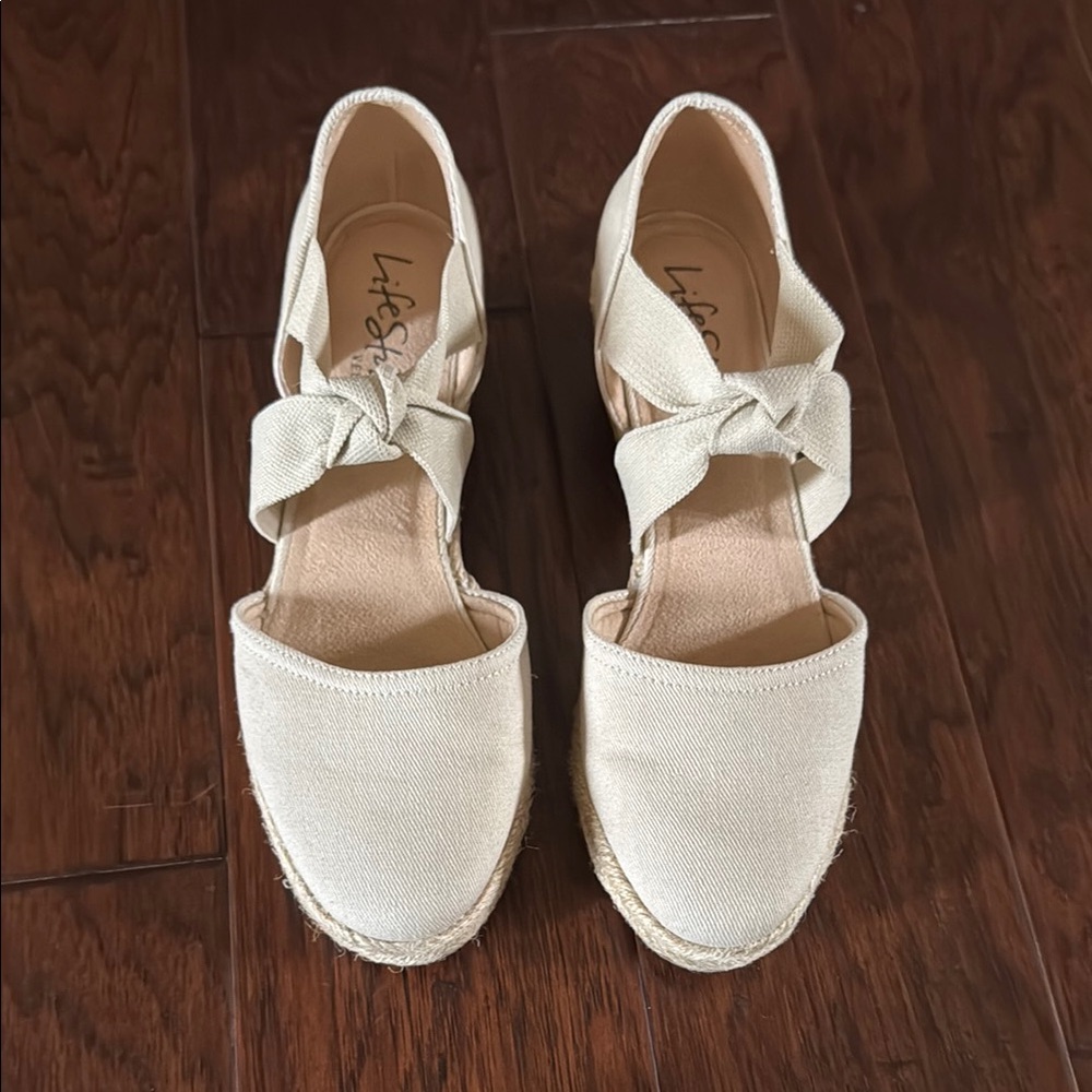 Life Stride Cream Espadrille Sandals with Rope Sole